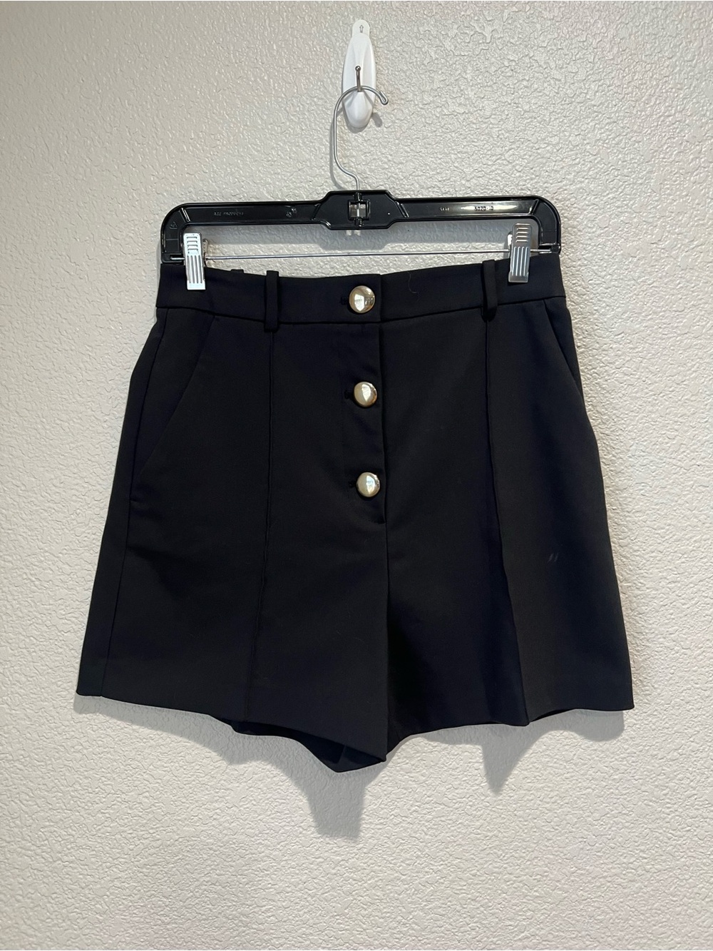 Zara Black Shorts with Gold Buttons, M